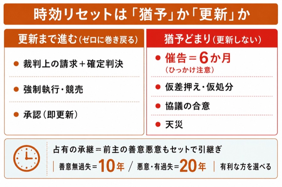 図 時効の完成猶予と更新(タップ/ピンチで拡大)