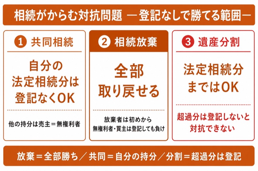 図 相続がからむ対抗問題（タップ／ピンチで拡大）