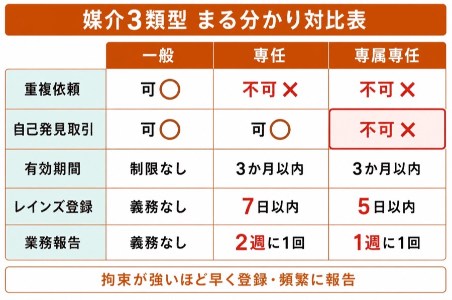 図 媒介契約の3類型（タップ／ピンチで拡大）
